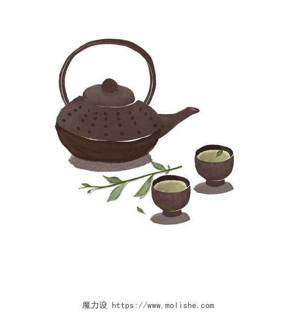 茶壶 茶叶 PNG素材 AI素材 水墨茶叶茶壶